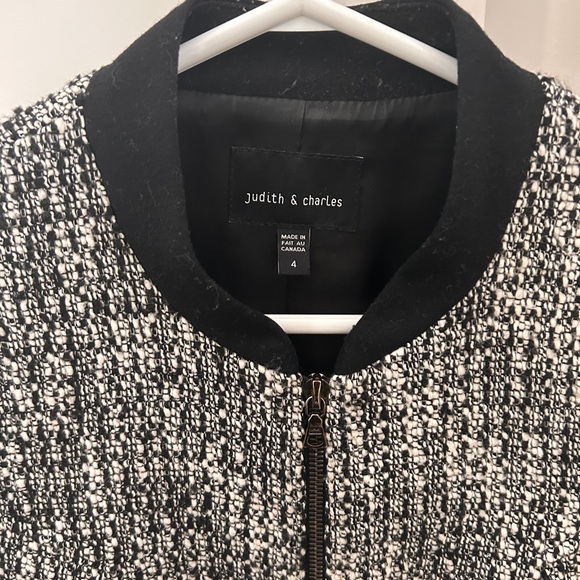 Judith and Charles Tweed and Leather Bomber Jacket - Picture 3 of 8